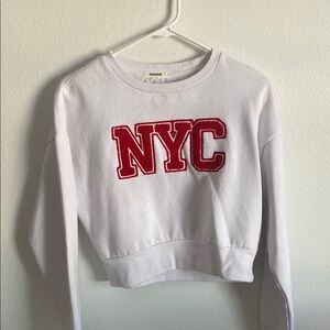 Garage White Sweatshirt with Red NYC Logo